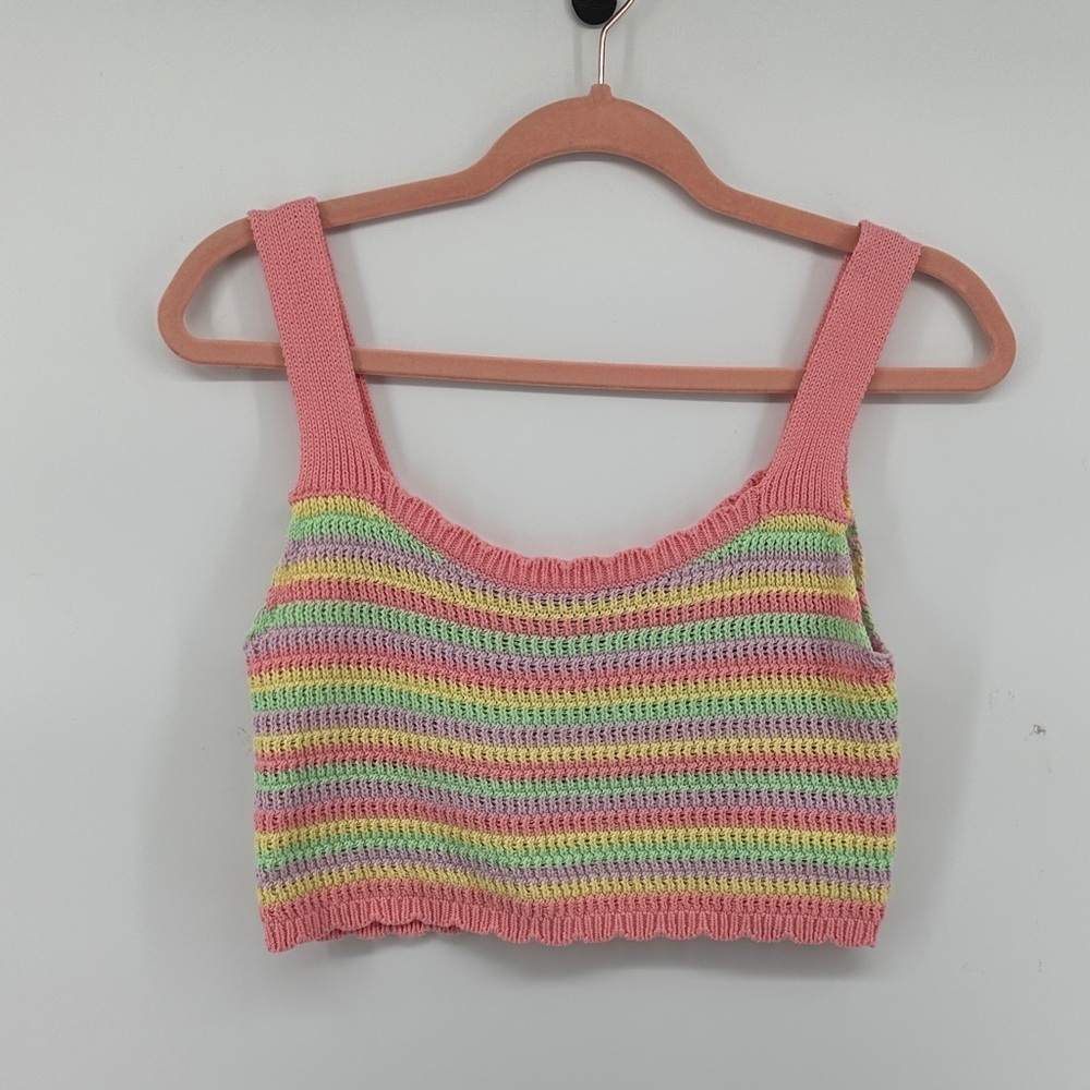 Wild Fable Y2K Cottagecore Festival Boho Summer/SpringPastel Striped CropTop SzS